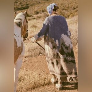 Promesa Abstract Mountain Jacquard Open Cardigan